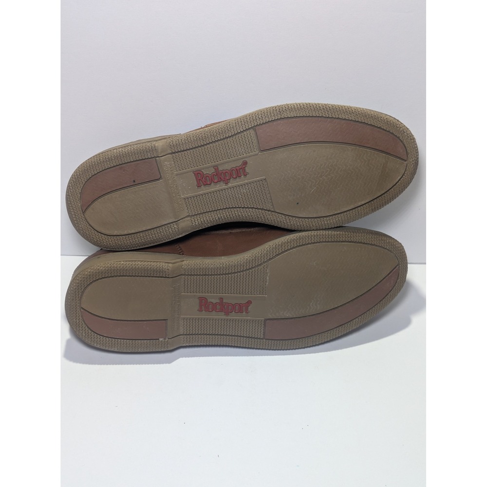 Rockport Perth Mens Brown Leather Boat Shoes Classic Loafers 2 Eyelet M7110 - Picture 5 of 6